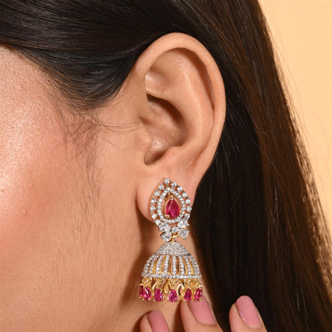 Stunning CZ Gold Silver Plated Jhumki Drop Earrings for Women