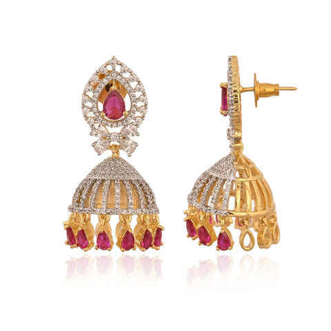 Stunning CZ Gold Silver Plated Jhumki Drop Earrings for Women