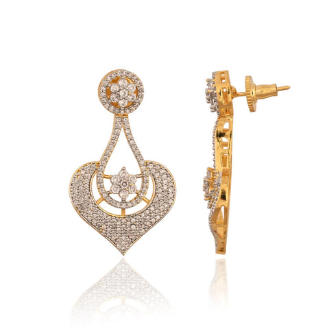 Amara White CZ Rose Gold Plated White Necklace Set with Earring