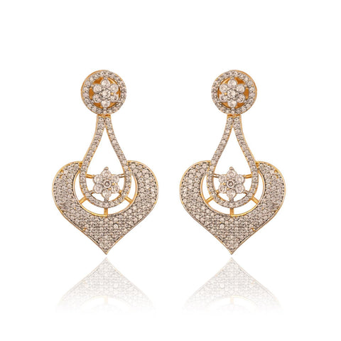 Amara White CZ Rose Gold Plated White Necklace Set with Earring