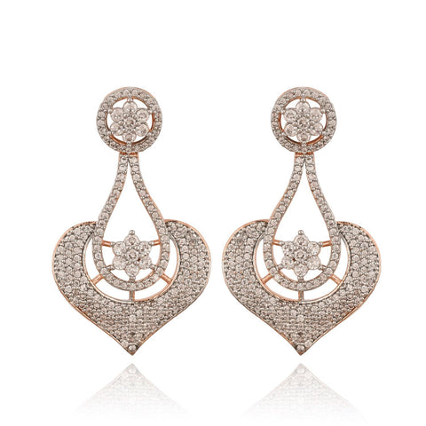 Amara White CZ Rose Gold Plated White Necklace Set with Earring