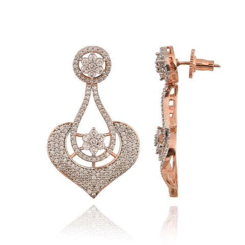 Amara White CZ Rose Gold Plated White Necklace Set with Earring