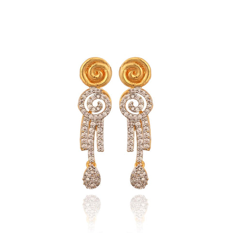 Gold Silver Plated White American Diamond CZ Traditional Wedding Necklace Set With Earring