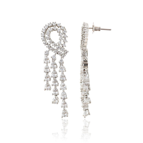 Silver Plated White American Diamond CZ Wedding Necklace Set With Earring