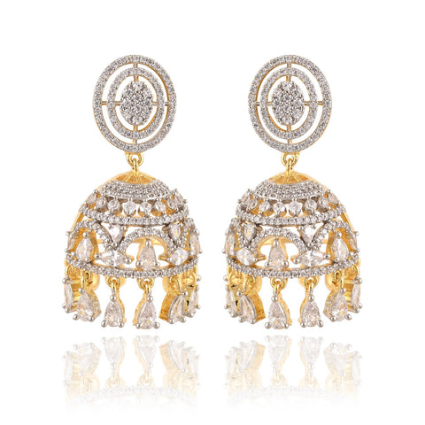 Stunning CZ Gold Silver Plated Jhumki Drop Earrings for Women