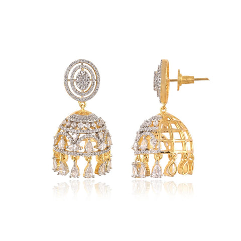 Stunning CZ Gold Silver Plated Jhumki Drop Earrings for Women