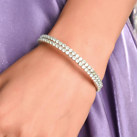 Gold Plated Round Sleek Solitaire CZ American Diamond Bangle