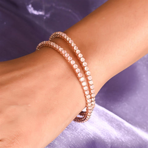 Gold Plated Round Sleek Solitaire CZ American Diamond Bangle