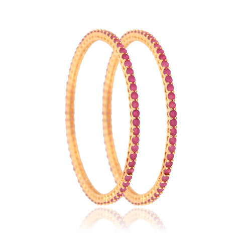 Gold Plated Round Sleek Solitaire CZ American Diamond Bangle