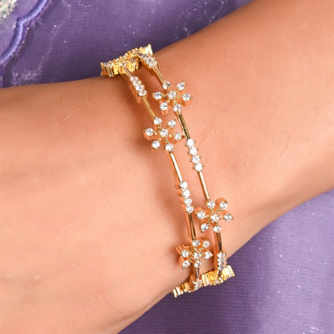 Gold Plated Star CZ White American Diamond Sleek Bangle