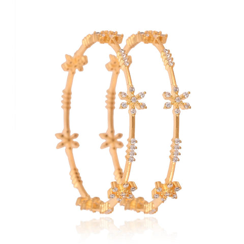Gold Plated Star CZ White American Diamond Sleek Bangle