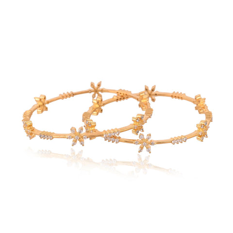 Gold Plated Star CZ White American Diamond Sleek Bangle
