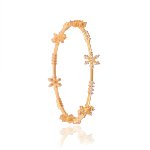 Gold Plated Star CZ White American Diamond Sleek Bangle