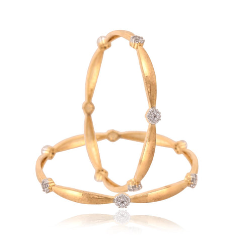 Gold Plated Star CZ White American Diamond Sleek Bangle