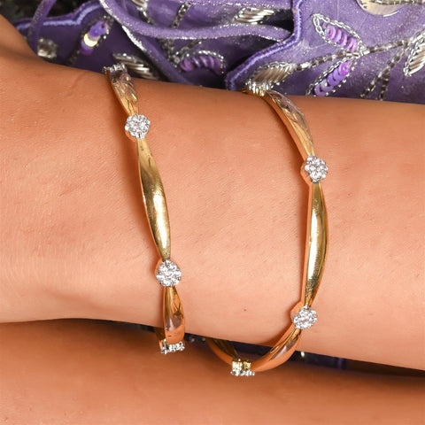 Gold Plated Star CZ White American Diamond Sleek Bangle