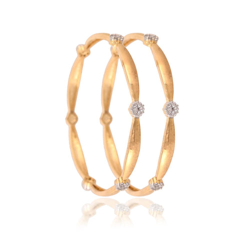 Gold Plated Star CZ White American Diamond Sleek Bangle