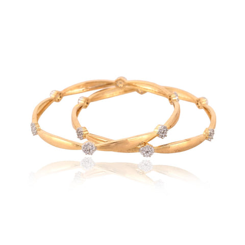 Gold Plated Star CZ White American Diamond Sleek Bangle