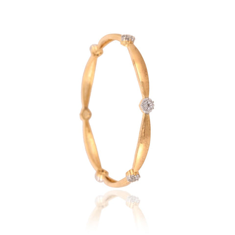 Gold Plated Star CZ White American Diamond Sleek Bangle