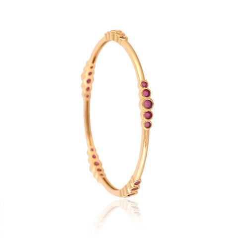 Gold Plated CZ Red Round American Diamond Sleek Bangle