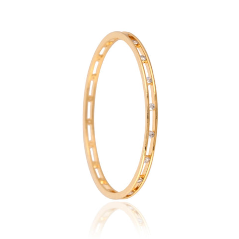 Gold Plated Round CZ White American Diamond Classy Bangle
