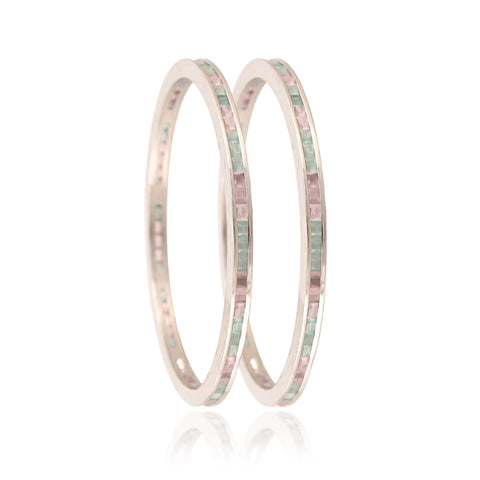 Silver Plated Round CZ Multi American Diamond Sleek Channel Bangle