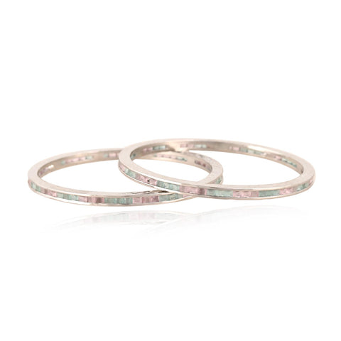 Silver Plated Round CZ Multi American Diamond Sleek Channel Bangle