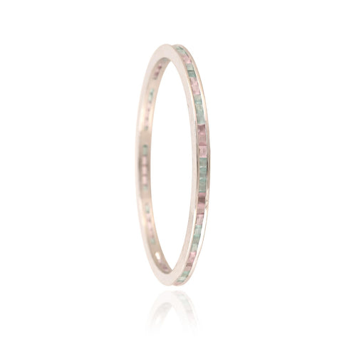 Silver Plated Round CZ Multi American Diamond Sleek Channel Bangle