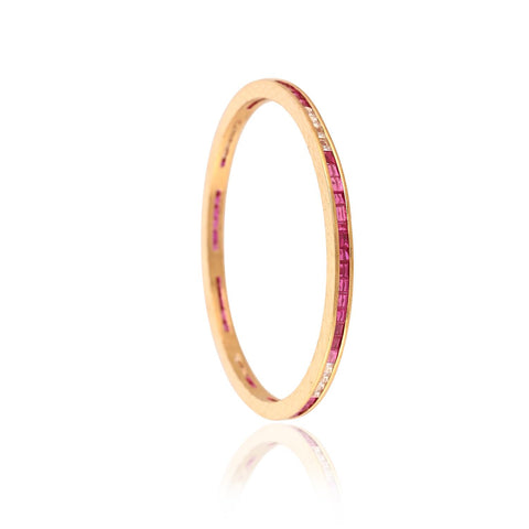 Gold Plated Round CZ Red White American Diamond Sleek Channel Bangle