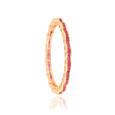 Gold Plated CZ Red American Diamond Sleek Channel Designer Bangle