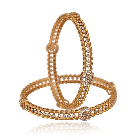 Matt Gold Plated Round CZ American Diamond Bangle