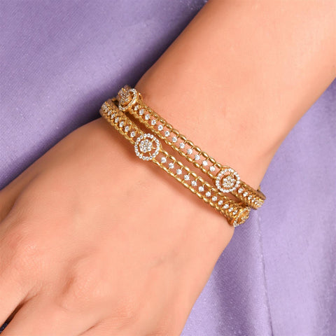 Matt Gold Plated Round CZ American Diamond Bangle