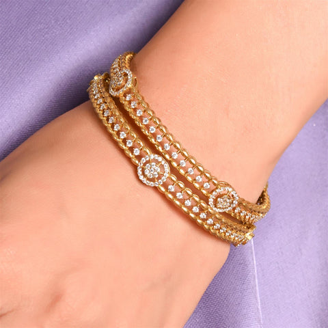 Matt Gold Plated Round CZ American Diamond Bangle