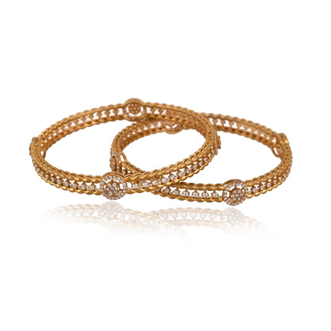 Matt Gold Plated Round CZ American Diamond Bangle