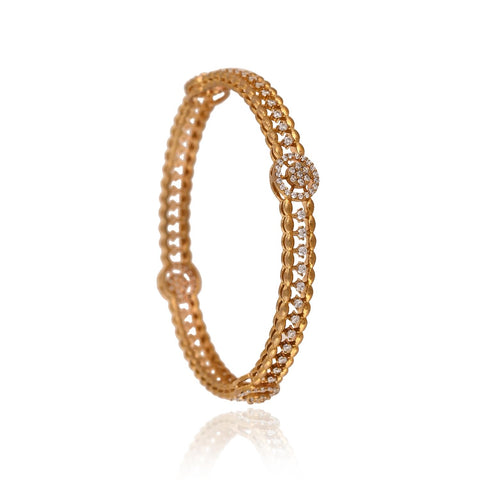 Matt Gold Plated Round CZ American Diamond Bangle