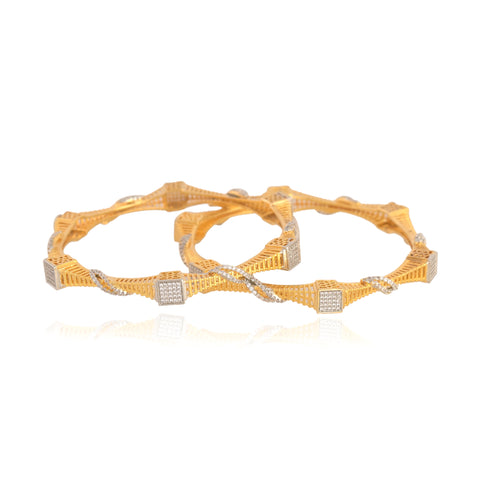 Gold Plated CZ White American Diamond Sleek Designer Bangle
