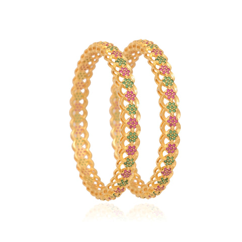 Gold Plated Multi CZ American Diamond Designer Bangle