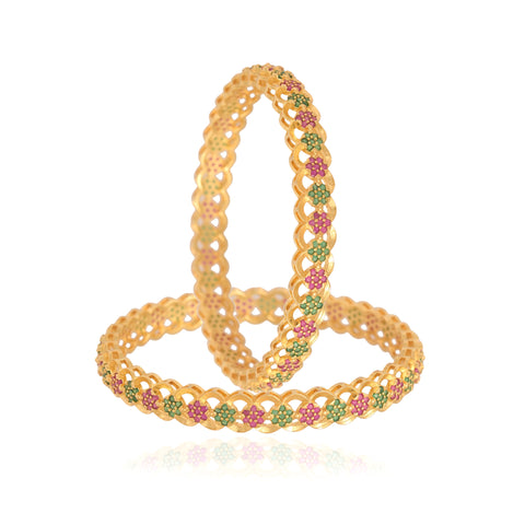 Gold Plated Multi CZ American Diamond Designer Bangle