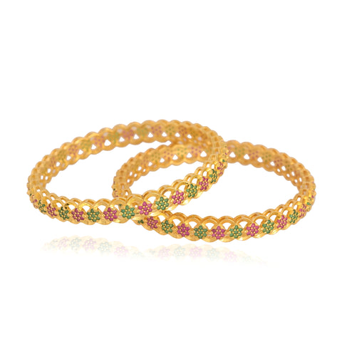 Gold Plated Multi CZ American Diamond Designer Bangle