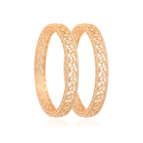 Gold Plated White CZ American Diamond Designer Bangle