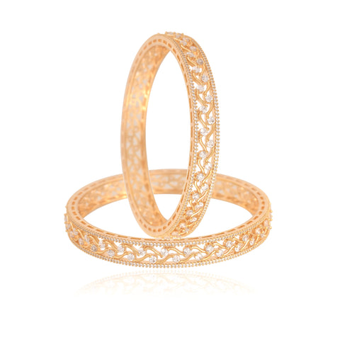 Gold Plated White CZ American Diamond Designer Bangle