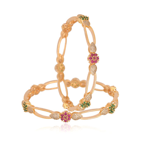 Gold Plated Multi CZ American Diamond Designer Bangle
