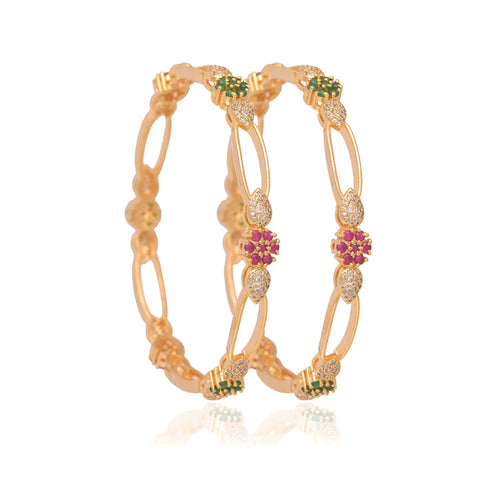 Gold Plated Multi CZ American Diamond Designer Bangle