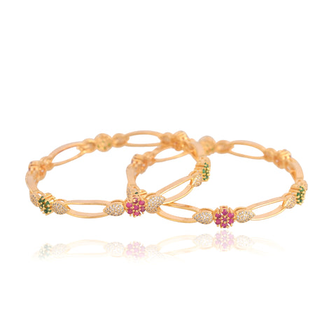 Gold Plated Multi CZ American Diamond Designer Bangle