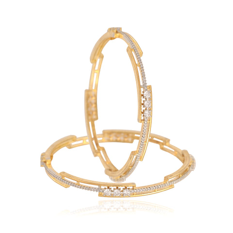 Gold Plated White CZ American Diamond Designer Bangle