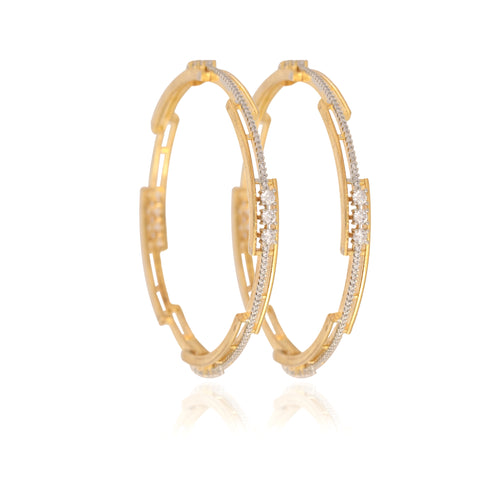 Gold Plated White CZ American Diamond Designer Bangle