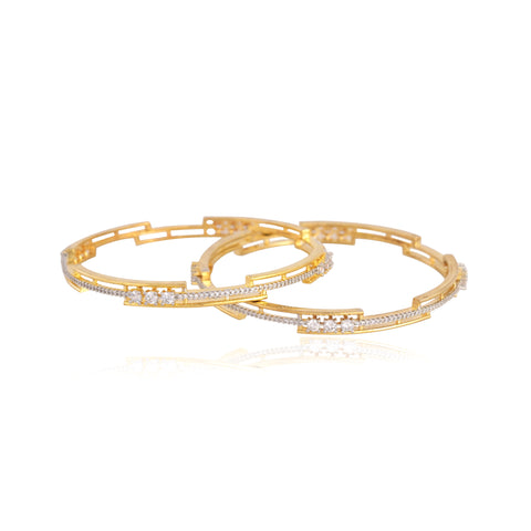 Gold Plated White CZ American Diamond Designer Bangle