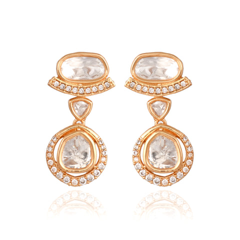 Gold Plated Kundan Drop Wedding Necklace Set With Earring