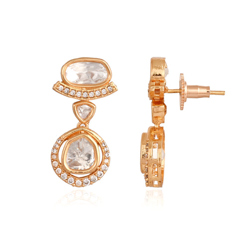 Gold Plated Kundan Drop Wedding Necklace Set With Earring