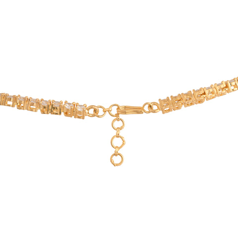 Timeless Classic Silver & Gold Plated Green Red American Diamond CZ Wedding Necklace Set