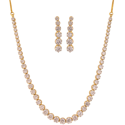 Handmade CZ Solitaire Single Line Necklace Set